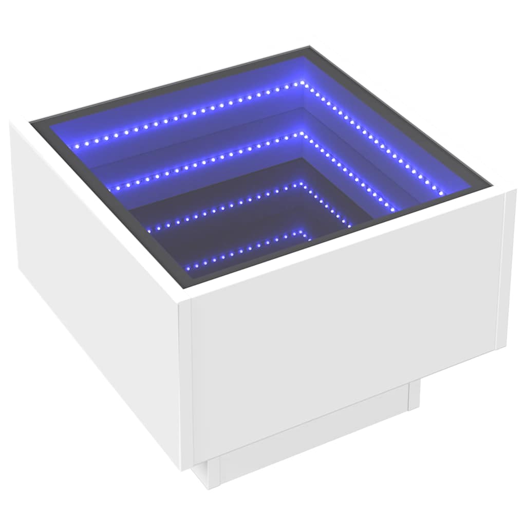 Beistelltisch mit LED Weiß 40x40x30 cm Holzwerkstoff