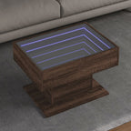 LED-Couchtisch Braun Eichen-Optik 70x50x45 cm Holzwerkstoff