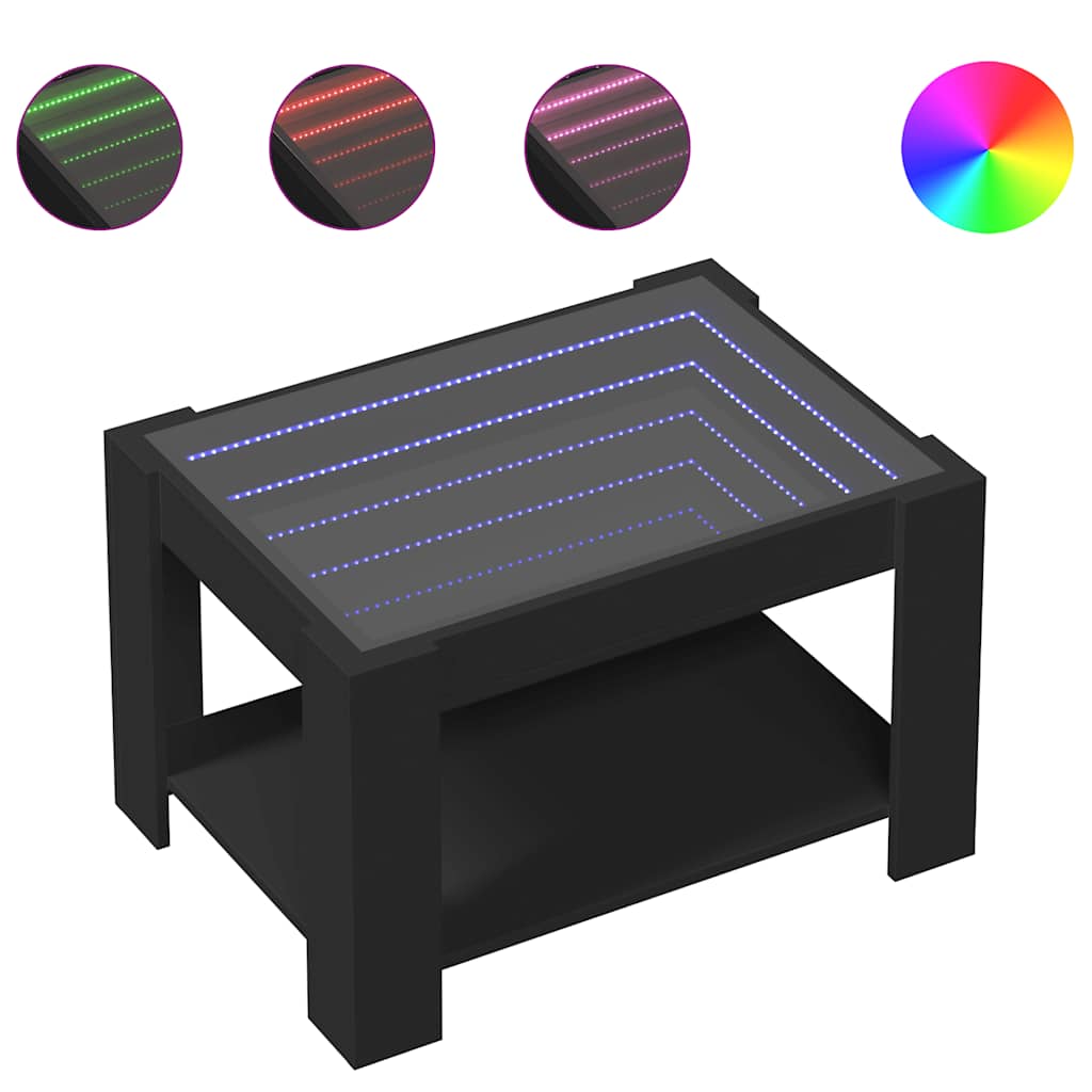 LED-Couchtisch Schwarz 73x53x45 cm Holzwerkstoff