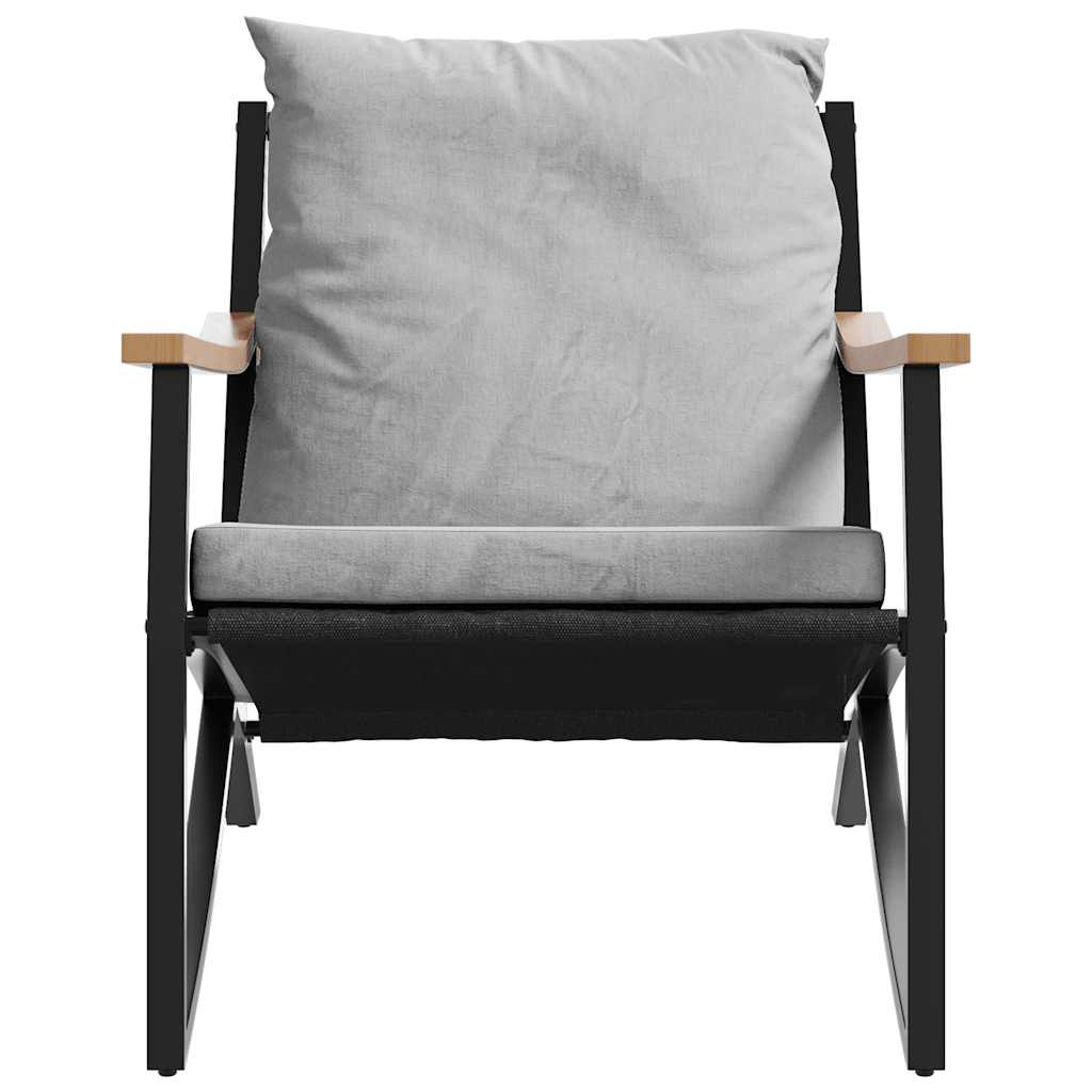 5-tlg. Balkonmöbel-Set mit Kissen Schwarz Stahl