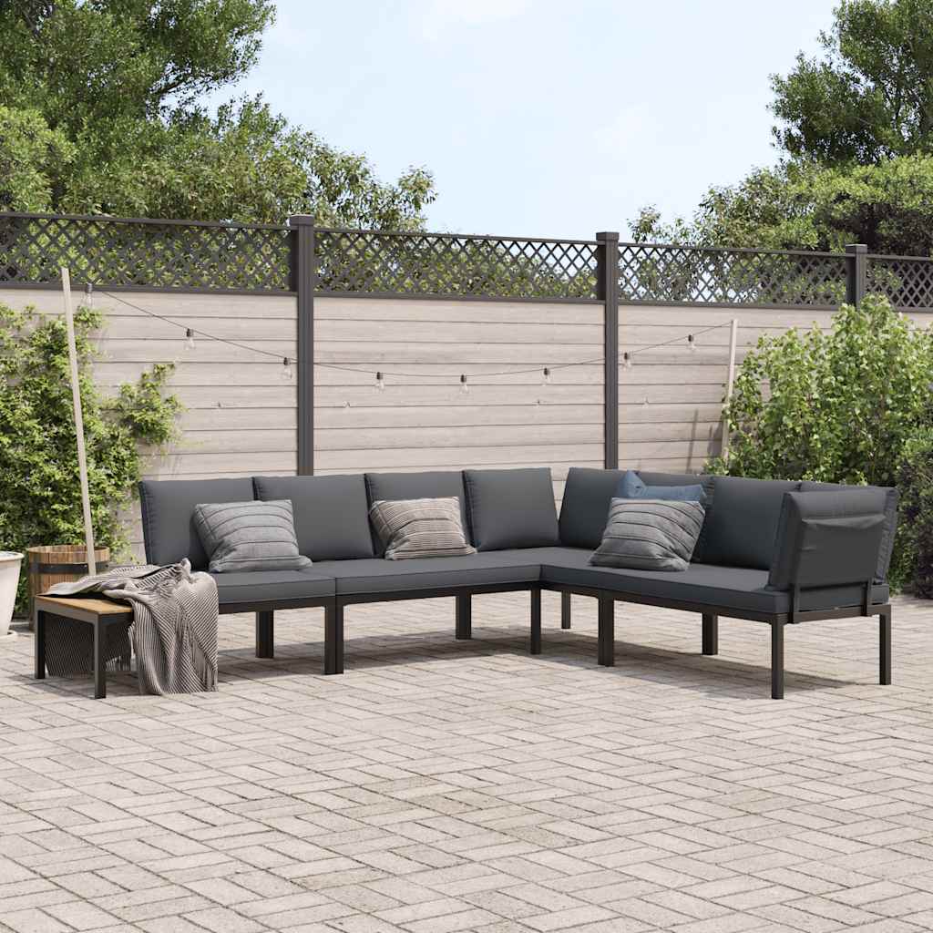 4-tlg. Garten-Sofagarnitur mit Kissen Schwarz Aluminium
