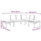 4-tlg. Garten-Sofagarnitur mit Kissen Schwarz Aluminium
