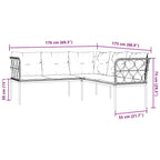Garten-Sofagarnitur mit Kissen Schwarz Stahl und Textilene