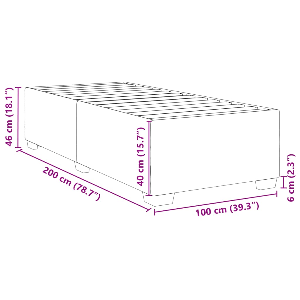 Bettgestell ohne Matratze Creme 100x200 cm Stoff