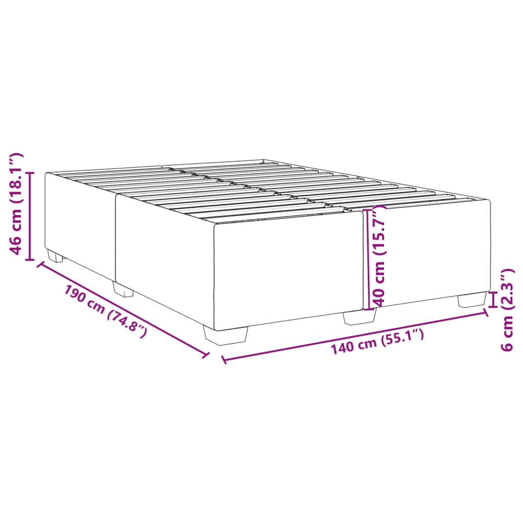 Bettgestell Grau 140x190 cm Kunstleder