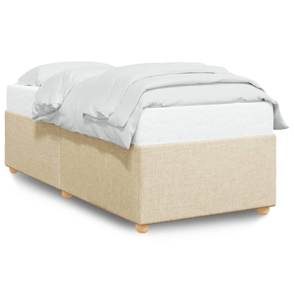 Bettgestell ohne Matratze Creme 90x200 cm Stoff