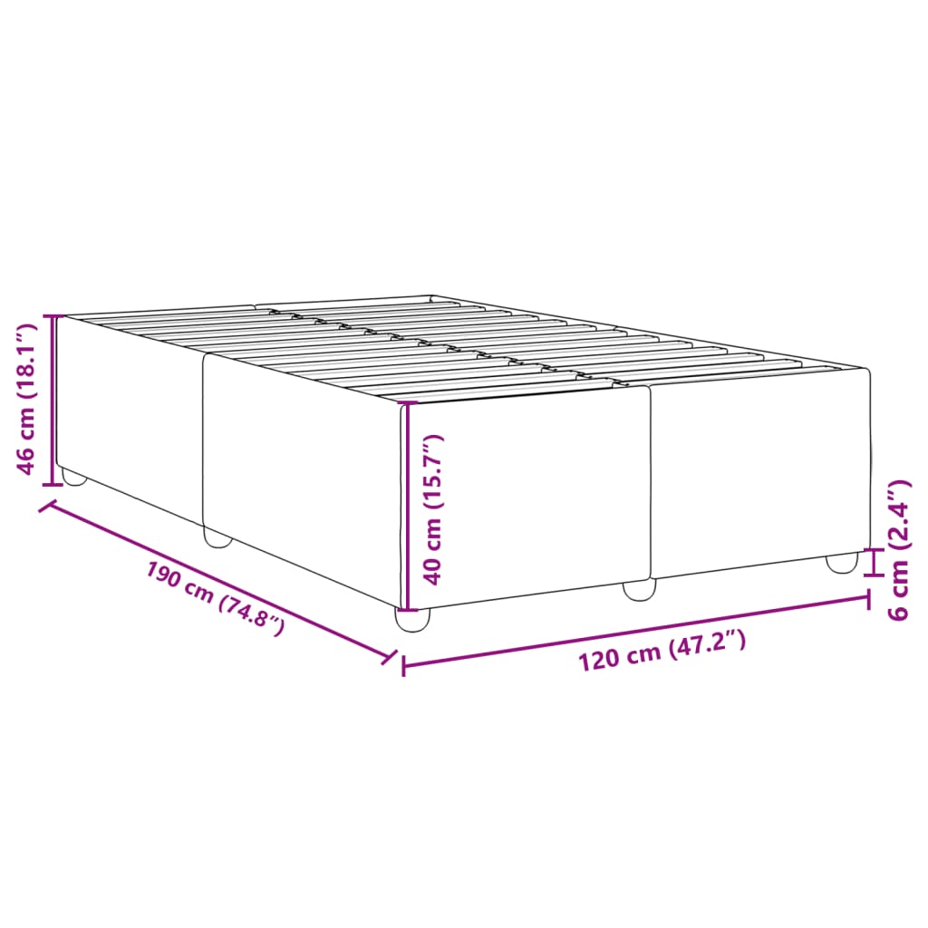 Bettgestell ohne Matratze Dunkelgrau 120x190 cm Stoff