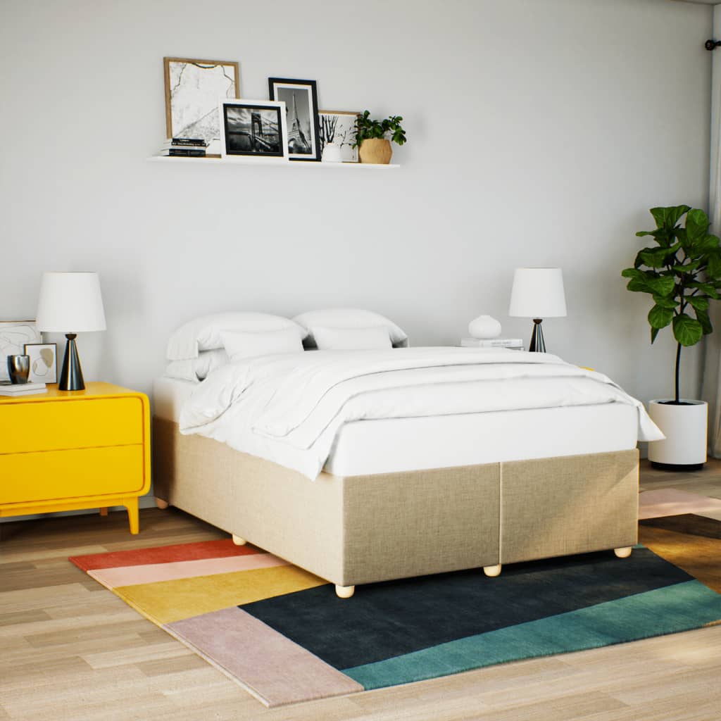Bettgestell ohne Matratze Creme 140x190 cm Stoff