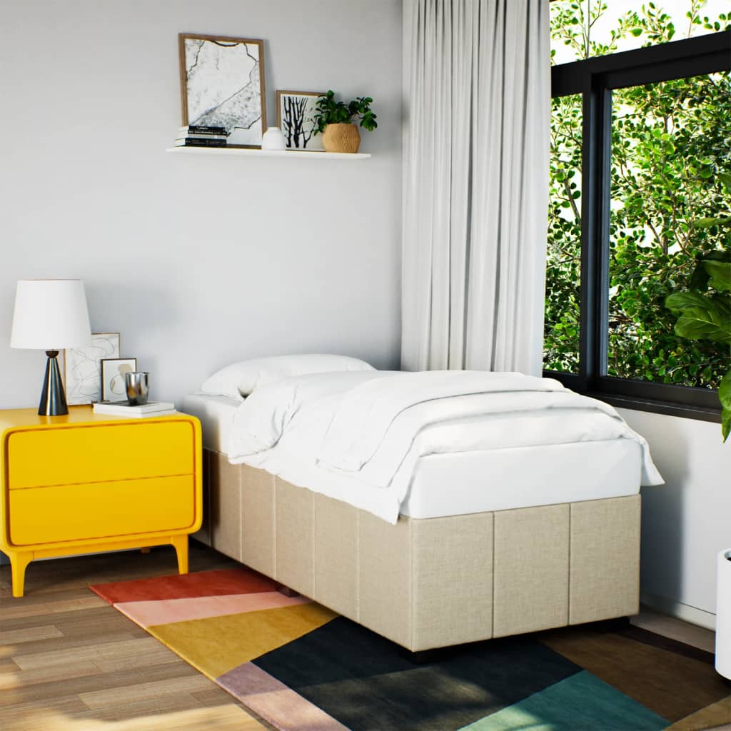 Bettgestell ohne Matratze Creme 90x190 cm Stoff