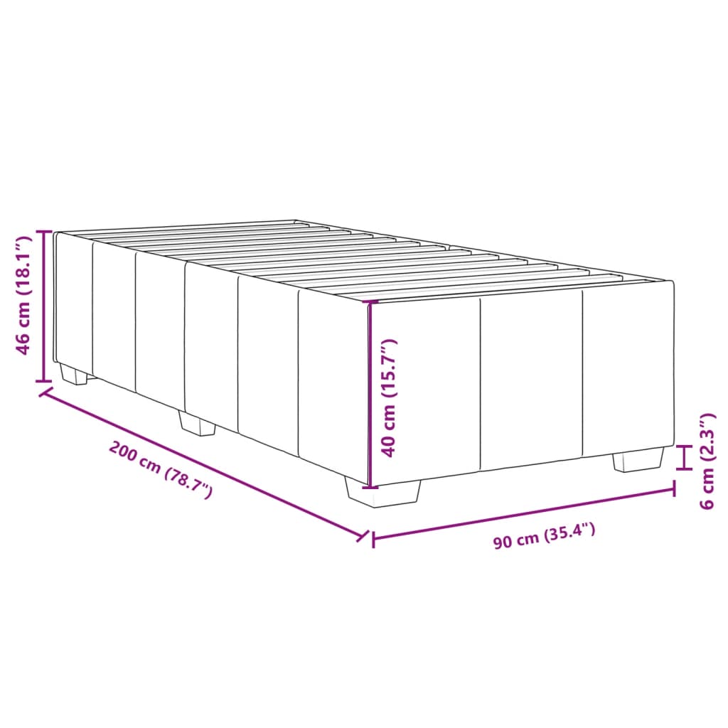 Bettgestell ohne Matratze Hellgrau 90x200 cm Stoff
