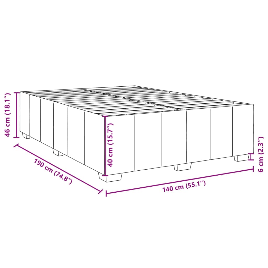 Bettgestell ohne Matratze Schwarz 140x190 cm Stoff