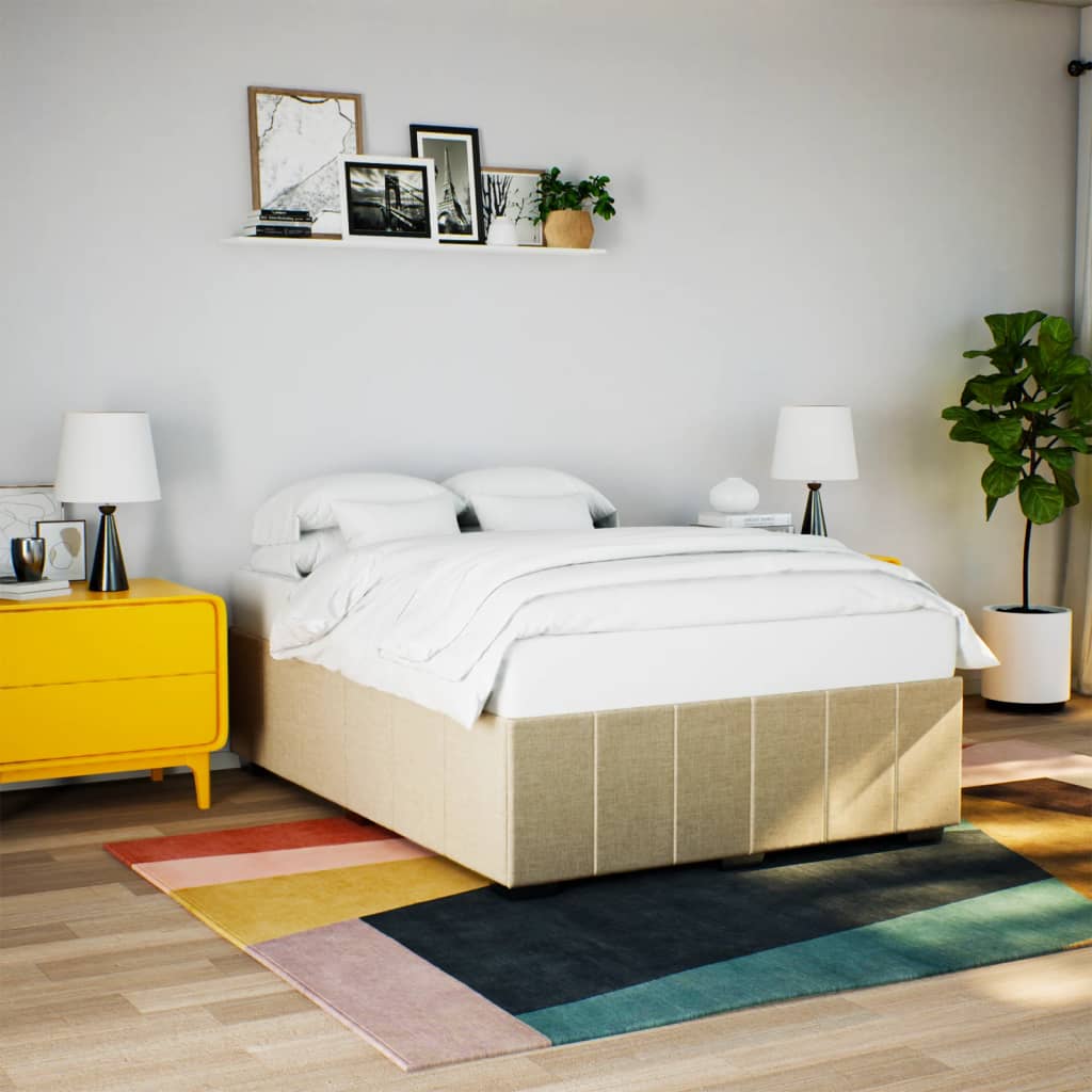 Bettgestell ohne Matratze Creme 140x190 cm Stoff