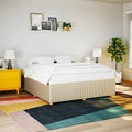 Bettgestell ohne Matratze Creme 200x200 cm Stoff