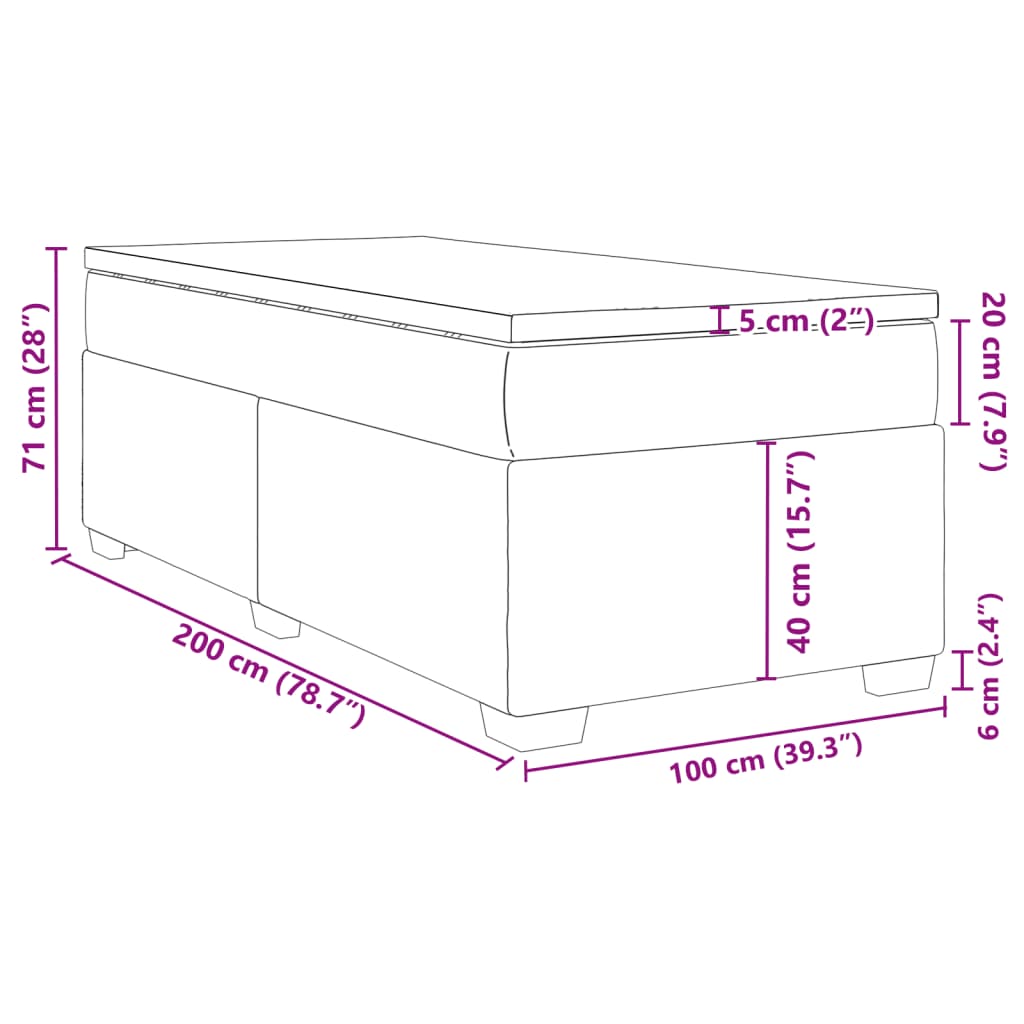 Boxspringbett mit Matratze Schwarz 100x200 cm Stoff