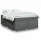 Boxspringbett mit Matratze Dunkelgrau 140x190 cm Stoff