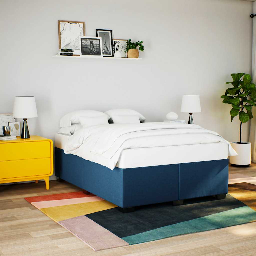 Boxspringbett mit Matratze Blau 140x190 cm Stoff