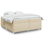 Boxspringbett mit Matratze Creme 200x200 cm Stoff