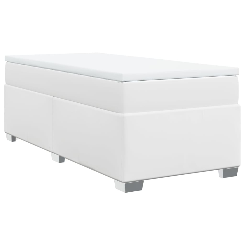 Boxspringbett mit Matratze Weiß 80x200 cm Kunstleder