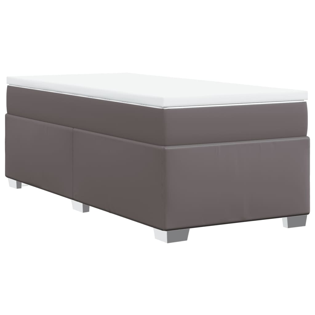 Boxspringbett mit Matratze Grau 80x200 cm Kunstleder
