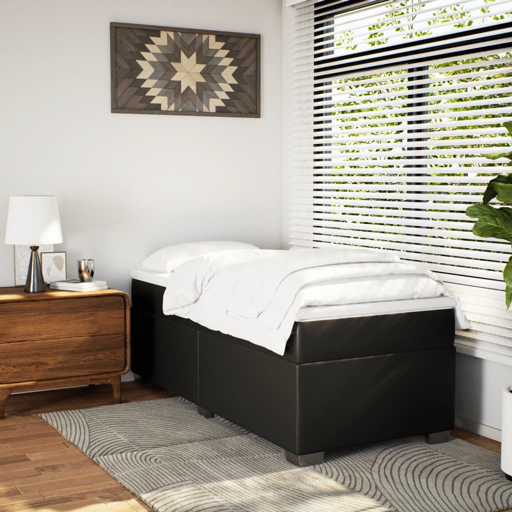 Boxspringbett mit Matratze Schwarz 100x200 cm Kunstleder