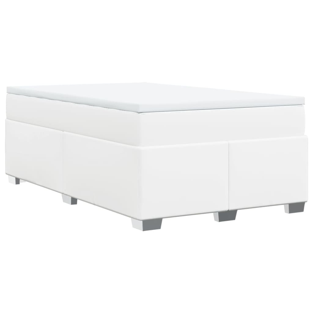 Boxspringbett mit Matratze Weiß 120x190 cm Kunstleder