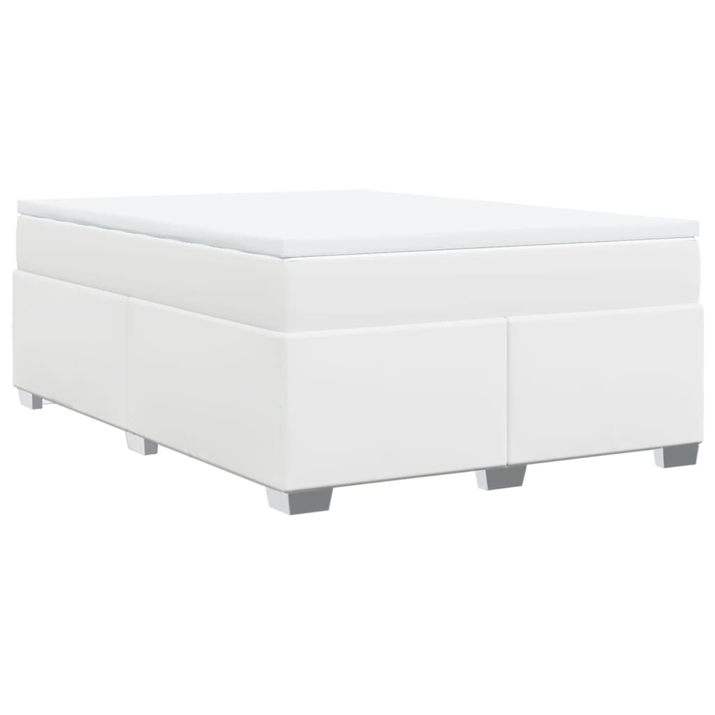 Boxspringbett mit Matratze Weiß 140x190 cm Kunstleder