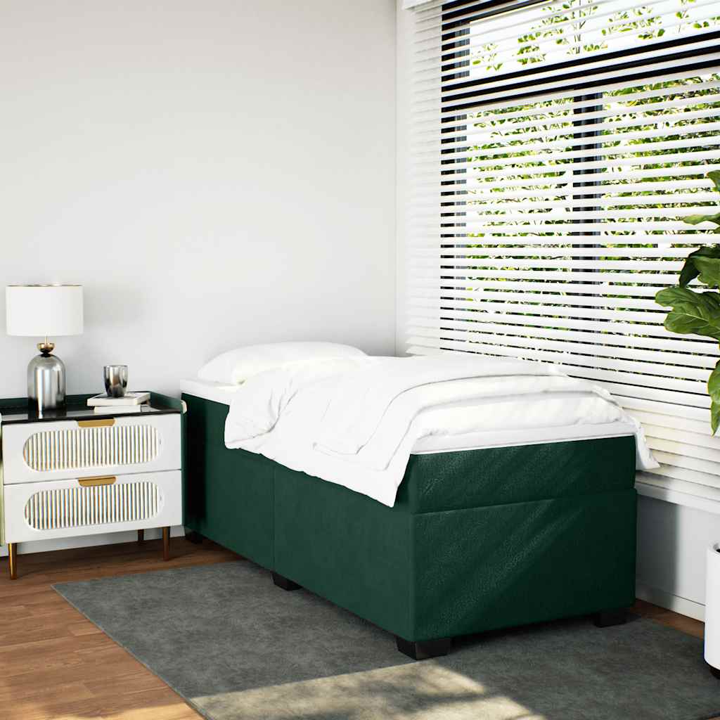 Boxspringbett mit Matratze Dunkelgrün 90x200 cm Samt