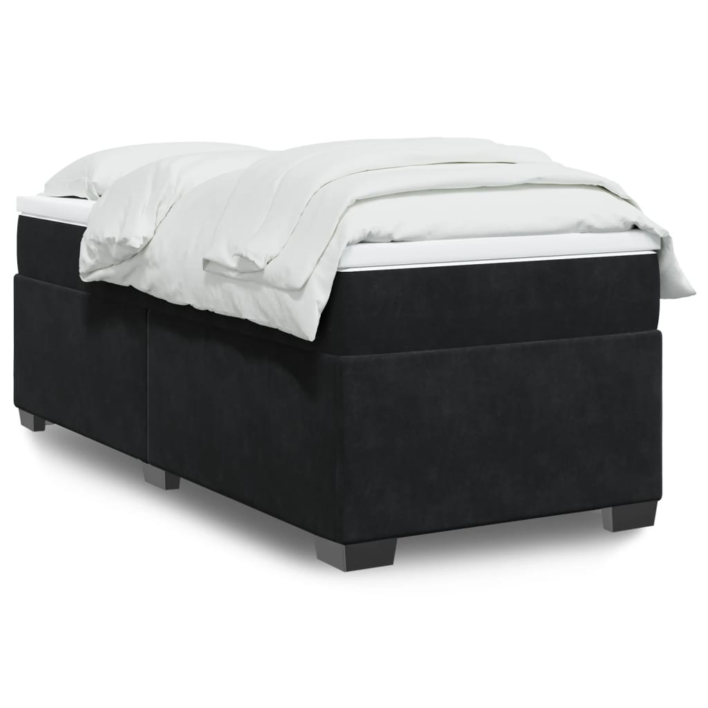 Boxspringbett mit Matratze Schwarz 100x200 cm Samt