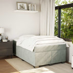 Boxspringbett mit Matratze Hellgrau 120x190 cm Samt