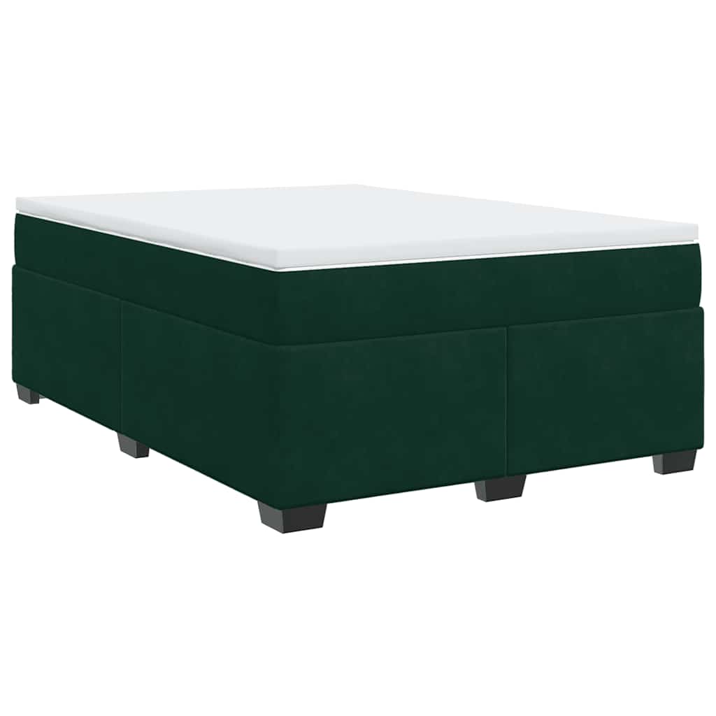Boxspringbett mit Matratze Dunkelgrün 140x200 cm Samt
