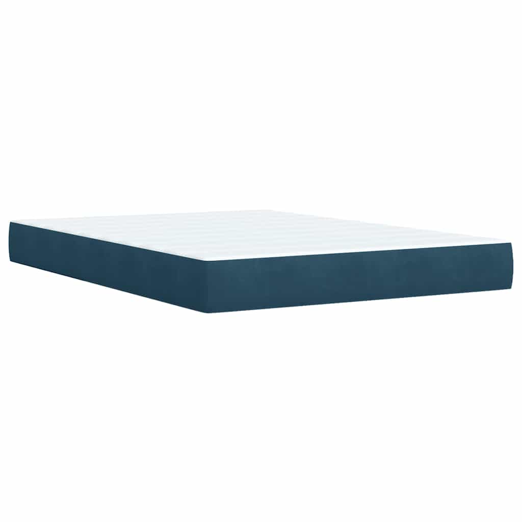 Boxspringbett mit Matratze Dunkelblau 140x200 cm Samt