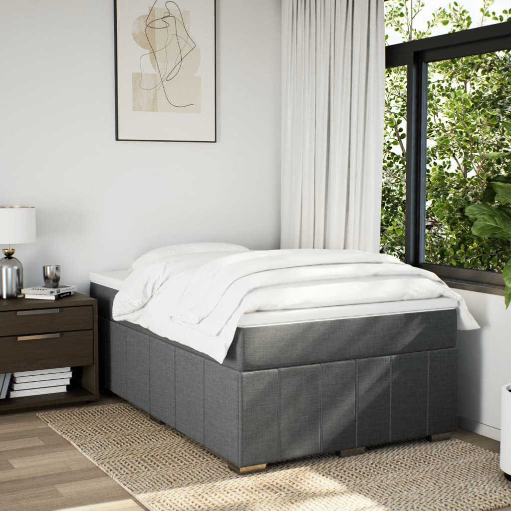 Boxspringbett mit Matratze Dunkelgrau 120x200 cm Stoff