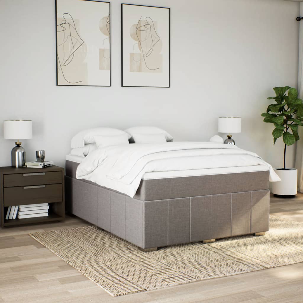 Boxspringbett mit Matratze Taupe 140x190 cm Stoff