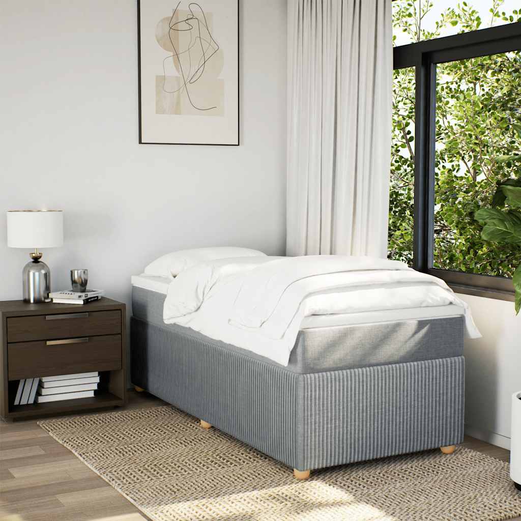 Boxspringbett mit Matratze Hellgrau 90x190 cm Stoff