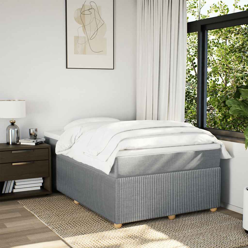 Boxspringbett mit Matratze Hellgrau 120x200 cm Stoff