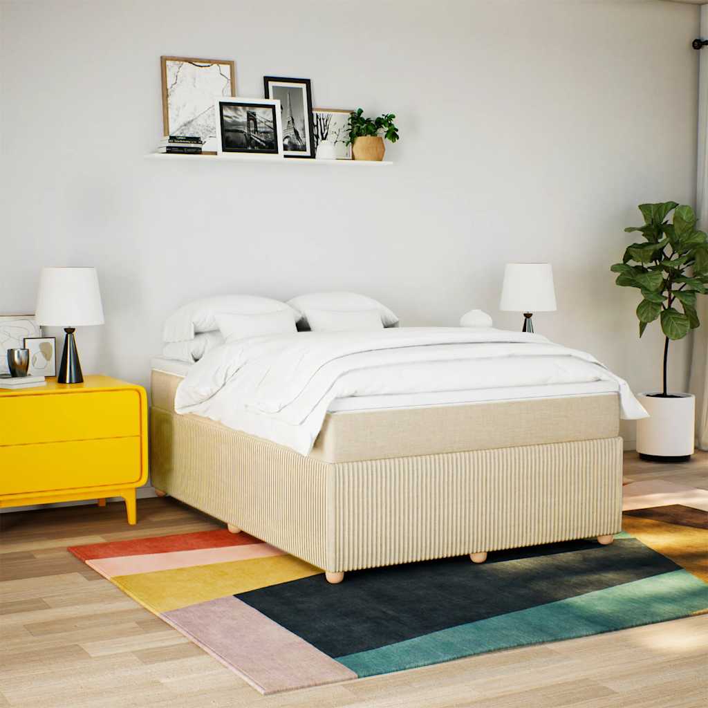 Boxspringbett mit Matratze Creme 140x190 cm Stoff