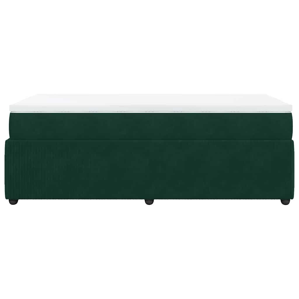 Boxspringbett mit Matratze Dunkelgrün 90x190 cm Samt