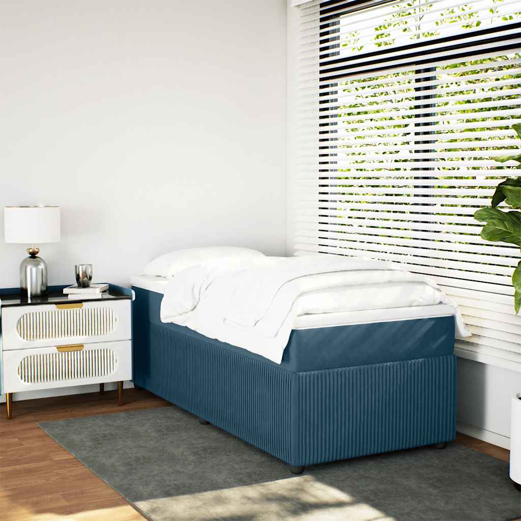 Boxspringbett mit Matratze Dunkelblau 90x200 cm Samt