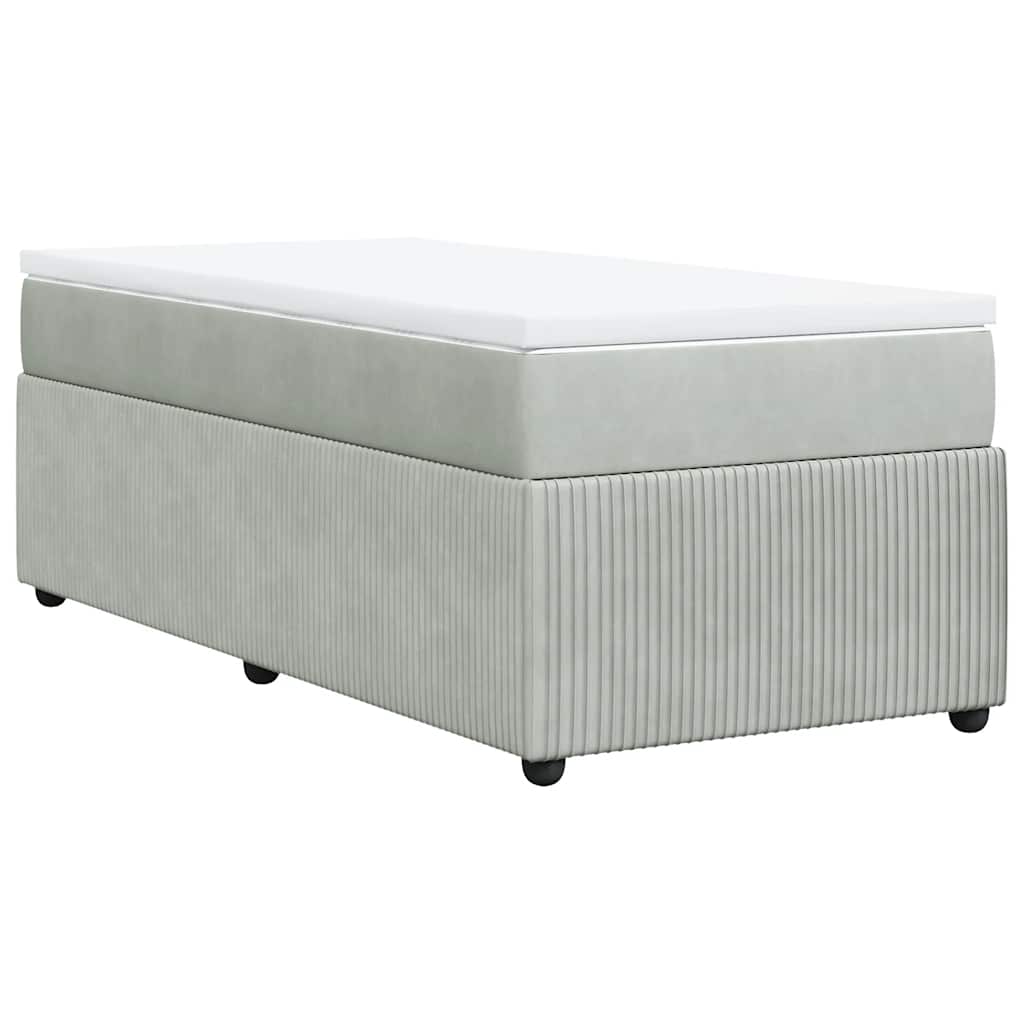 Boxspringbett mit Matratze Hellgrau 100x200 cm Samt