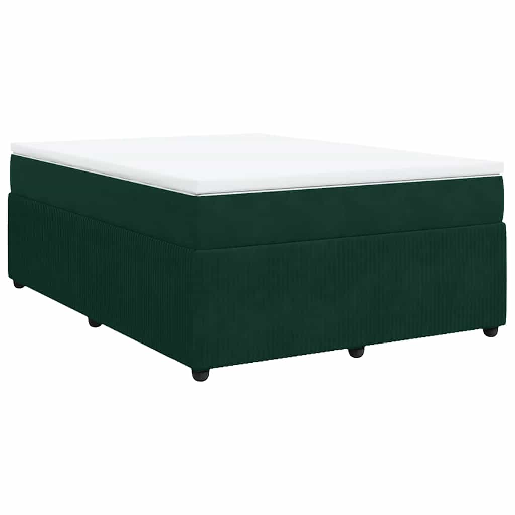Boxspringbett mit Matratze Dunkelgrün 140x190 cm Samt