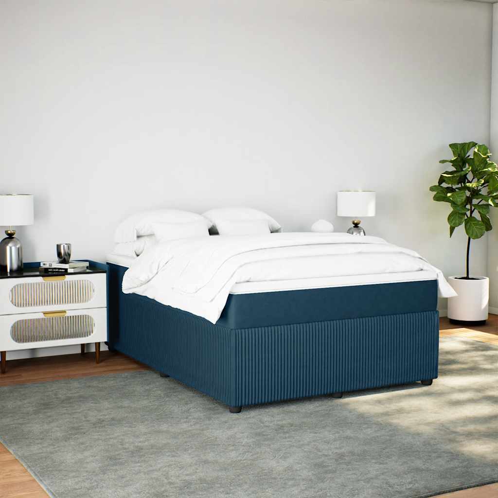 Boxspringbett mit Matratze Dunkelblau 140x200 cm Samt