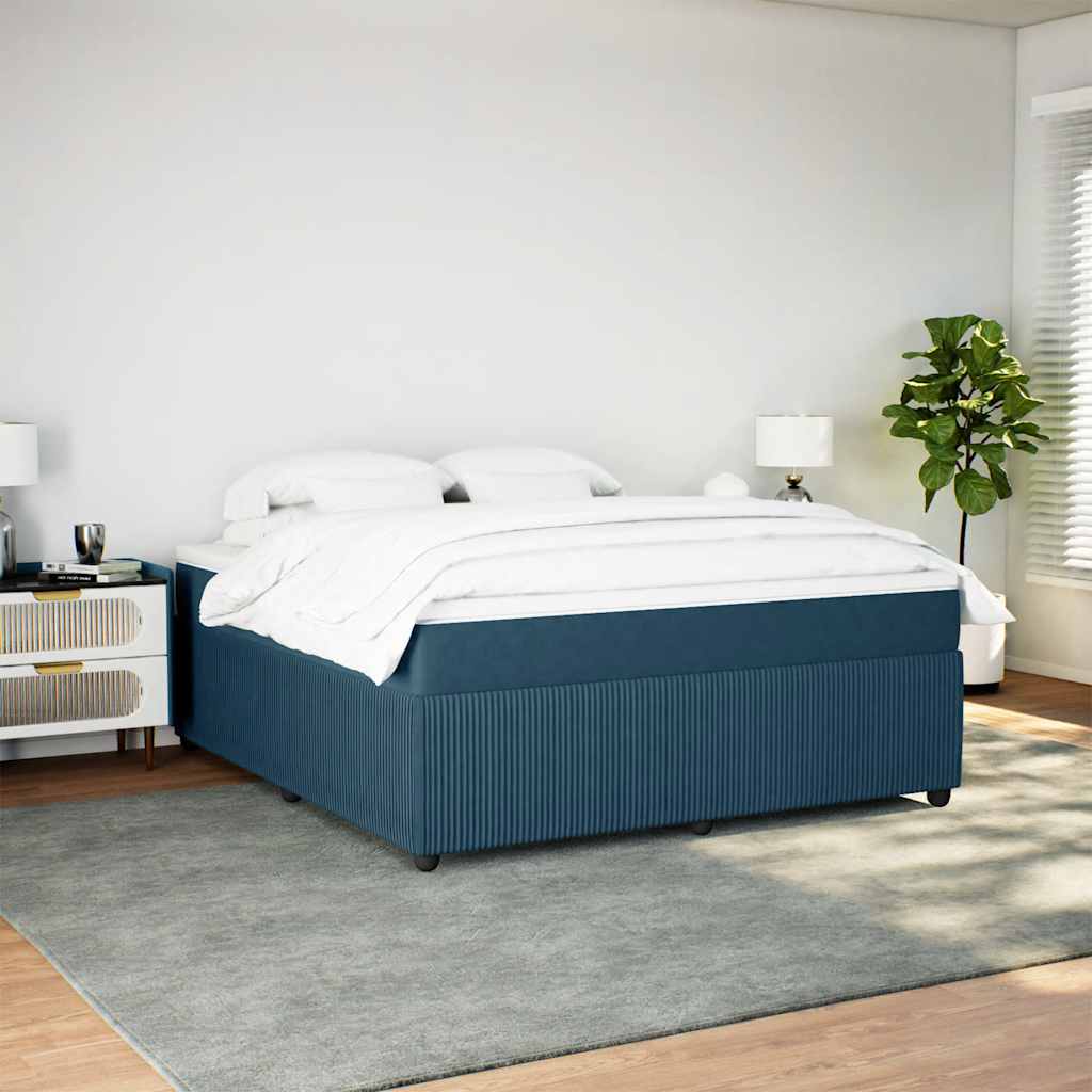 Boxspringbett mit Matratze Dunkelblau 180x200 cm Samt