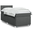 Boxspringbett mit Matratze Dunkelgrau 100x200 cm Stoff