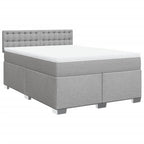 Boxspringbett mit Matratze Hellgrau 140x190 cm Stoff