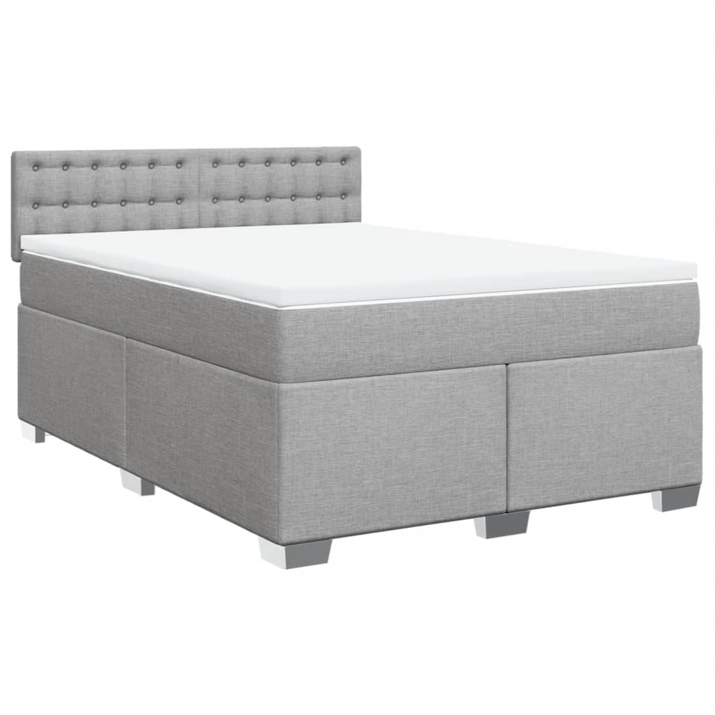 Boxspringbett mit Matratze Hellgrau 140x190 cm Stoff