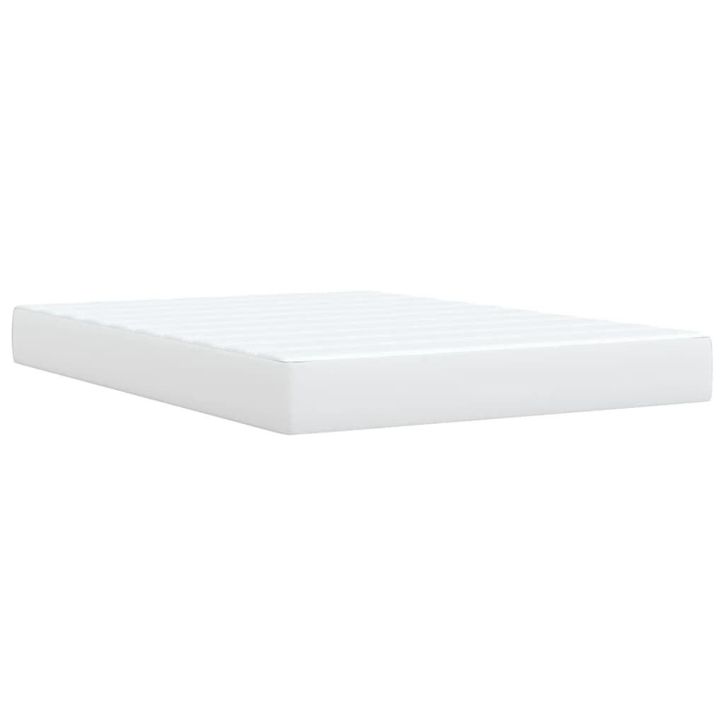 Boxspringbett mit Matratze Weiß 140x190 cm Kunstleder