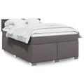 Boxspringbett mit Matratze Grau 140x190 cm Kunstleder