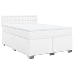 Boxspringbett mit Matratze Weiß 140x200 cm Kunstleder