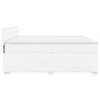 Boxspringbett mit Matratze Weiß 200x200 cm Kunstleder