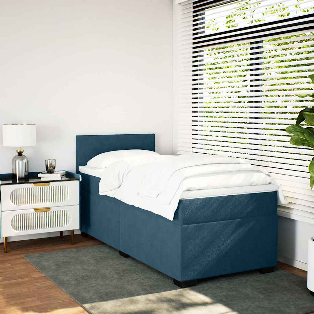 Boxspringbett mit Matratze Dunkelblau 80x200 cm Samt